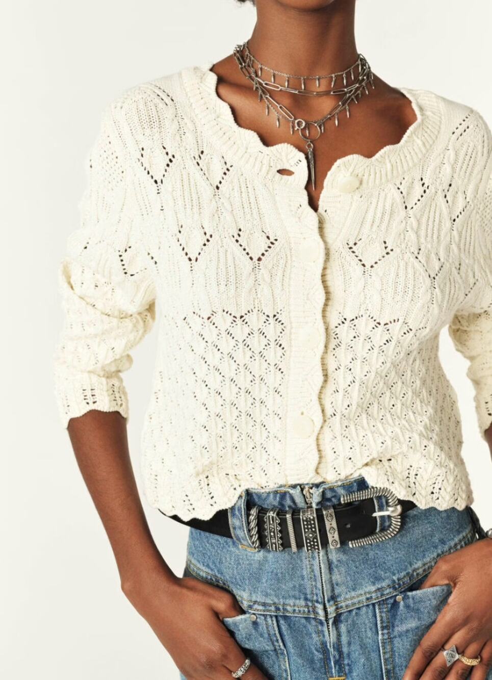 ba&sh lady scallop crochet Jump cardigan